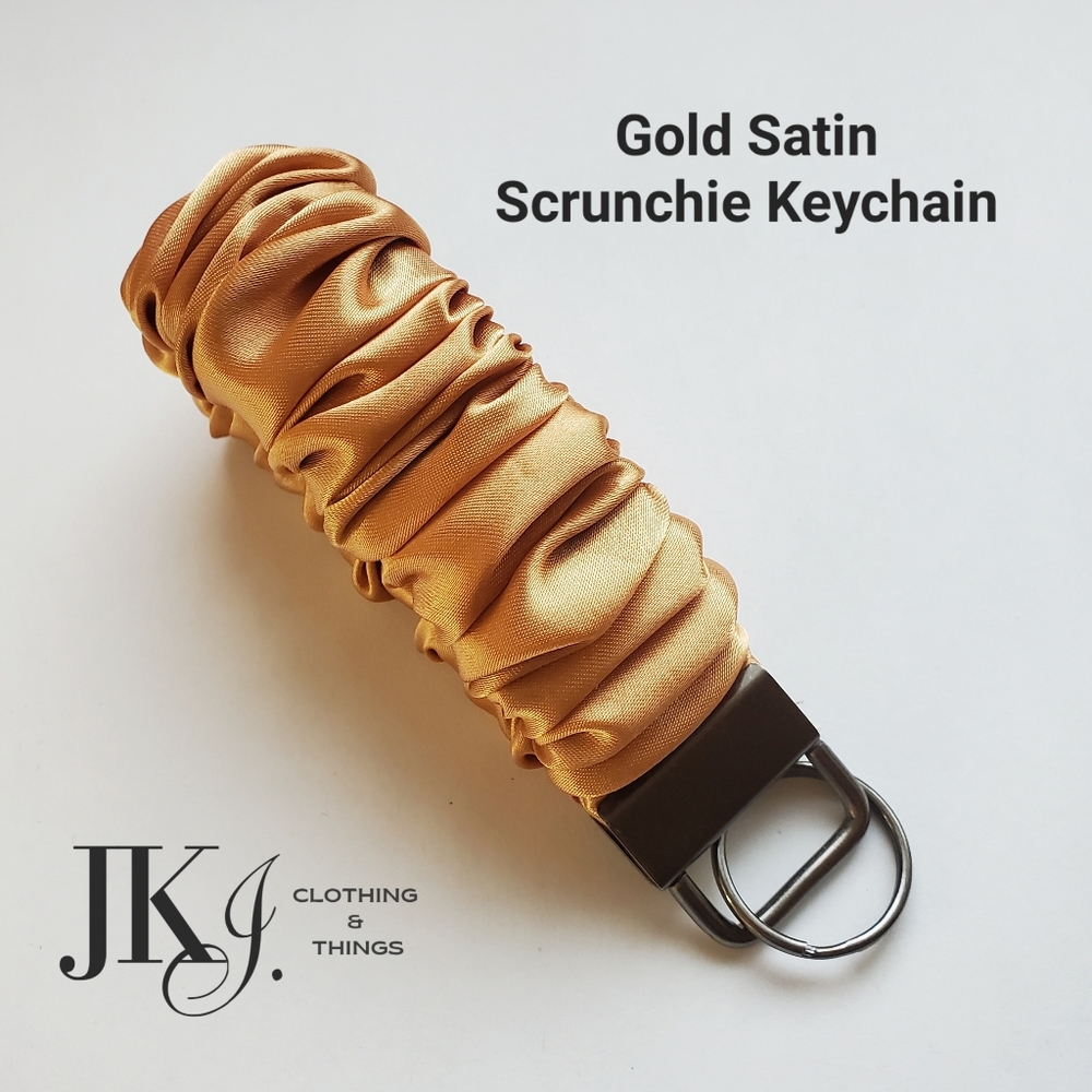 Gold Satin Scrunchie Wristlet Keychain